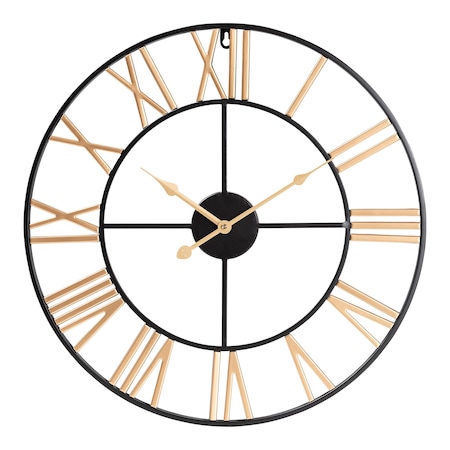 Baxton Studio Auden Modern Industrial Two-Tone Black and Gold Metal Wall Clock 245-13919-ZORO